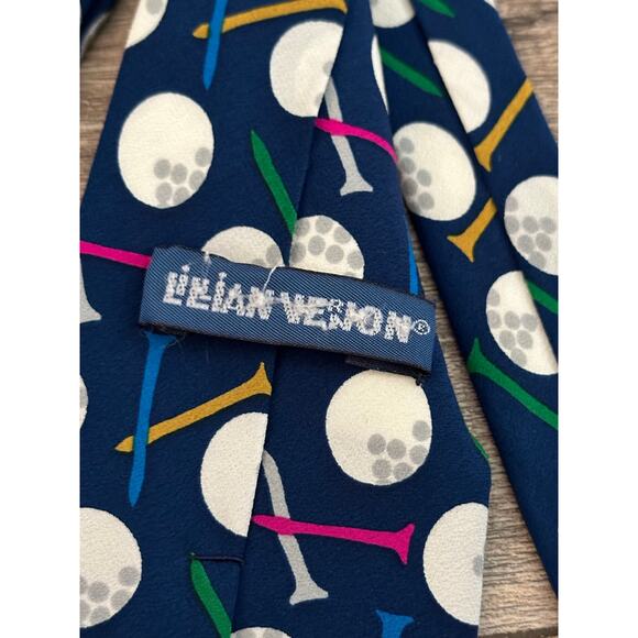 Vintage Lillian Vernon Men's 100% silk Designer Golf Necktie tie made in Korea - Picture 4 of 5